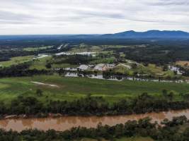 Wilrose Piggery - Aerial view of 'Wilrose' Piggery. - Captured at Wilrose Piggery, Netherby QLD Australia.