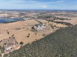 Drone flyover of slaughterhouse - Piggery can be seen in the background - Captured at Corowa Slaughterhouse, Redlands NSW Australia.