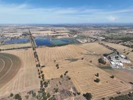 Drone flyover of slaughterhouse - Piggery can be seen in the background - Captured at Corowa Slaughterhouse, Redlands NSW Australia.