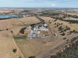 Drone flyover of slaughterhouse - Piggery can be seen in the background - Captured at Corowa Slaughterhouse, Redlands NSW Australia.