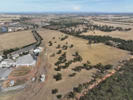 Drone flyover of slaughterhouse - Piggery can be seen in the background - Captured at Corowa Slaughterhouse, Redlands NSW Australia.