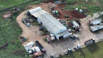 Drone flyover of slaughterhouse - Captured at Wal's Bulk Meats, Stowport TAS Australia.