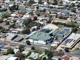 Drone flyover of slaughterhouse - Captured at Gathercole's Wangaratta Abattoir, Wangaratta VIC Australia.