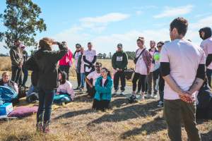 Animal activists asking for the release of Olivia (sow 8416) at Midland Bacon in Victoria - Image taken outside Midland Bacon, where a worker was filmed r*ping sow 8416 (now named Olivia) while she was trapped inside her farrowing crate. This day of action was part of the campaign to Free Olivia. - Captured at Midland Bacon, Carag Carag VIC Australia.