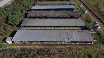 Burnett Pork Alliance piggery - Aerial view of a 'Burnett Pork Alliance' piggery. - Captured at Burnett Pork Alliance, Derri Derra QLD Australia.