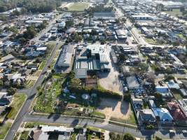 Drone flyover of slaughterhouse - Captured at Gathercole's Wangaratta Abattoir, Wangaratta VIC Australia.