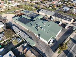 Drone flyover of slaughterhouse - Captured at Gathercole's Wangaratta Abattoir, Wangaratta VIC Australia.