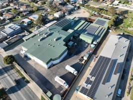 Drone flyover of slaughterhouse - Captured at Gathercole's Wangaratta Abattoir, Wangaratta VIC Australia.