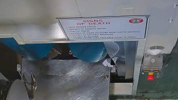 Sign in kill room showing 'signs of death' - Dozens of calves, sheep and goats were captured displaying continued signs of consciousness even after their throats had been slit. - Captured at Cedar Meats, Brooklyn VIC Australia.