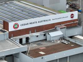 Drone flyover of slaughterhouse - Captured at Cedar Meats, Brooklyn VIC Australia.