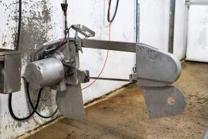 Saw with blade in kill room - A saw used to butcher animals - Captured at Crows Nest Meatworks, Crows Nest QLD Australia.