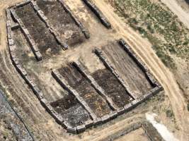 Drone flyover - Aerial view of piggery - Captured at Girgarre Piggery, Girgarre VIC Australia.