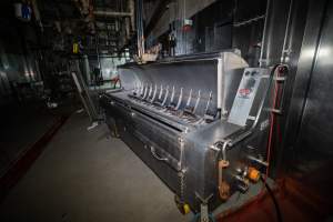 Dehairing machine inside slaughterhouse kill room - Captured at Carey Bros Abattoir, Yangan QLD Australia.