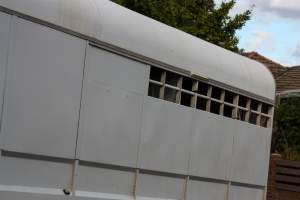 Horses in trailer outside of Queanbeyan Rodeo - Photos taken at a protest organised by Animal Liberation ACT and Animal Defenders Office outside of Queanbeyan Rodeo, where animals such as horse and cattle have been seen and recorded being chased, mistreated, and tormented. - Captured at NSW.