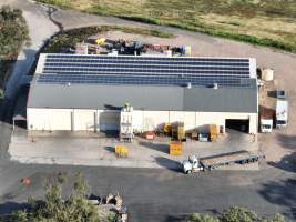 Drone shot of slaughterhouse - Drone shot showing crates and a truck - Captured at Tinder Creek Duck Abattoir, Tennyson NSW Australia.