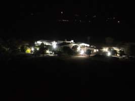 Drone flyover of slaughterhouse at night - Captured at Cowra Meat Processors, Cowra NSW Australia.