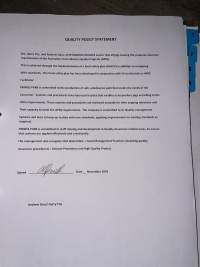 Documents - Andgar Piggery, Dublin (South Australia) - Documents found at Andgar Piggery in Dublin, South Australia showed that the facility was certified under the Australian Pig Industry Quality Assurance Program (APIQ) which they claim 