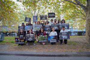Mother's Day: Dominion Outreach Melbourne: 11 May 2025 - Animal rights activists participating in a street outreach event in Southbank, Victoria, Australia. Volunteers give out free vegan treats, show footage from Farm Transparency Project’s dairy investigations, and engage the public in conversations, bringing awareness to the hidden reality of what happens to cows, calves, and bulls in the Australian dairy industry. - Captured at VIC.