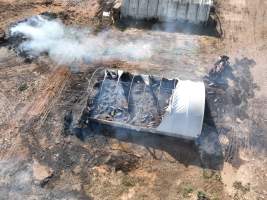 Pigs burned alive in shed fires - Drone imagery of a large number of dead pigs in eco sheds, after the sheds caught alight on 15 September 2025. - Captured at Andgar Piggery, Dublin SA Australia.