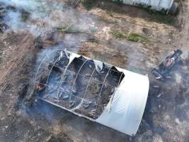Pigs burned alive in shed fires - Drone imagery of a large number of dead pigs in eco sheds, after the sheds caught alight on 15 September 2025. - Captured at Andgar Piggery, Dublin SA Australia.