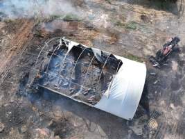 Pigs burned alive in shed fires - Drone imagery of a large number of dead pigs in eco sheds, after the sheds caught alight on 15 September 2025. - Captured at Andgar Piggery, Dublin SA Australia.