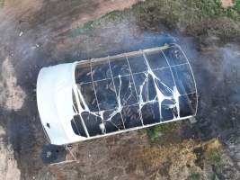 Pigs burned alive in shed fires - Drone imagery of a large number of dead pigs in eco sheds, after the sheds caught alight on 15 September 2025. - Captured at Andgar Piggery, Dublin SA Australia.