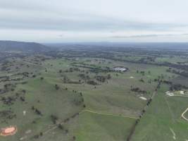 Drone flyover - Drone flyover of Valley Park's free-range egg farms in Seymour, Victoria - Captured at Valley Park Seymour Farm 2 (Fyfe Family Eggs), Seymour VIC Australia.