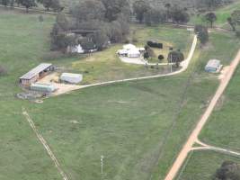 Drone flyover - Drone flyover of Valley Park's free-range egg farms in Seymour, Victoria. - Captured at Valley Park Seymour Farm 3 (Fyfe Family Eggs), Seymour VIC Australia.