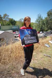 Game Meats Company Vigil 2026 - Images taken at vigil outside Game Meats Company slaughterhouse in February 2026. - Captured at Game Meats Company Slaughterhouse, Eurobin VIC Australia.