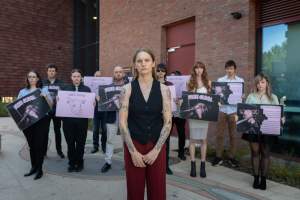 Free Olivia - 5 February 2026 - Images taken of supporters outside the Bendigo Magistrates' Court. The magistrate dismissed all charges against the man responsible for the r*pe of Olivia, a sow from Midland Bacon piggery. - Captured at Midland Bacon, Carag Carag VIC Australia.