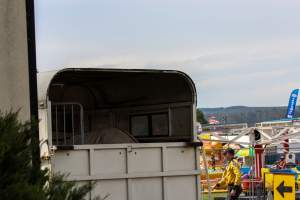 Horse in Trailer outside of Queanbeyan Rodeo - Photos taken at a protest organised by Animal Liberation ACT and Animal Defenders Office outside of Queanbeyan Rodeo, where animals such as horse and cattle have been seen and recorded being chased, mistreated, and tormented. - Captured at NSW.