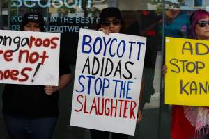 Global Day of Protest at Adidas 2023 - Photos taken at the Global Day of Protest at Adidas in 2023 in Canberra. This protest was hosted by Animal Defenders Office, Canberra Animal Rights Alliance, Save Canberra's Kangaroos, and Animal Liberation ACT. - Captured at ACT.