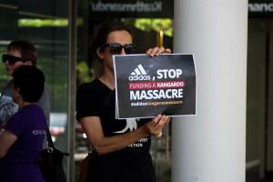 Global Day of Protest at Adidas 2023 - Photos taken at the Global Day of Protest at Adidas in 2023 in Canberra. This protest was hosted by Animal Defenders Office, Canberra Animal Rights Alliance, Save Canberra's Kangaroos, and Animal Liberation ACT. - Captured at ACT.