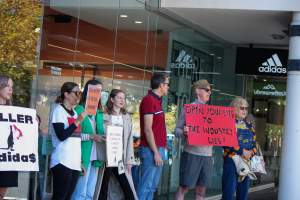 Global Day of Protest at Adidas 2024 - Photos taken at the Global Day of Protest at Adidas in 2024 in Canberra. This protest was hosted by Animal Defenders Office, Animal Liberation ACT, and Animal Justice Party ACT. - Captured at ACT.