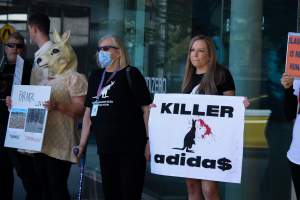 Global Day of Protest at Adidas 2024 - Photos taken at the Global Day of Protest at Adidas in 2024 in Canberra. This protest was hosted by Animal Defenders Office, Animal Liberation ACT, and Animal Justice Party ACT. - Captured at ACT.
