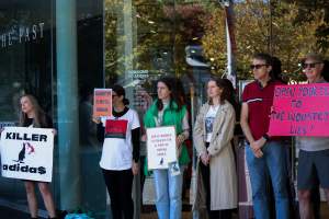 Global Day of Protest at Adidas 2024 - Photos taken at the Global Day of Protest at Adidas in 2024 in Canberra. This protest was hosted by Animal Defenders Office, Animal Liberation ACT, and Animal Justice Party ACT. - Captured at ACT.