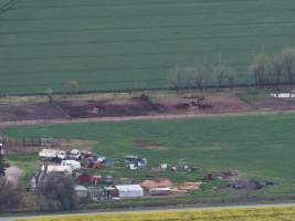 Thoroughbred and standardbred horses at illegal horse knackery - Drone footage of illegal horse knackery - Captured at Peter Loffel's Illegal Knackery, Mooroopna VIC Australia.
