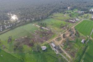 Drone images of knackery - Goulburn Valley stock removers owned by horse dealer Peter Loffel. Horses killed illegally at his property will be taken to the knackery and processed into pet food. The knackery also processes the bodies of cows, often dairy cows who are pregnant when they arrive. - Captured at Goulburn Valley Stock Removers, Shepparton North VIC Australia.