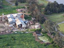 Drone images of knackery - Goulburn Valley stock removers owned by horse dealer Peter Loffel. Horses killed illegally at his property will be taken to the knackery and processed into pet food. The knackery also processes the bodies of cows, often dairy cows who are pregnant when they arrive. - Captured at Goulburn Valley Stock Removers, Shepparton North VIC Australia.