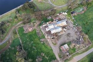 Drone images of knackery - Goulburn Valley stock removers owned by horse dealer Peter Loffel. Horses killed illegally at his property will be taken to the knackery and processed into pet food. The knackery also processes the bodies of cows, often dairy cows who are pregnant when they arrive. - Captured at Goulburn Valley Stock Removers, Shepparton North VIC Australia.