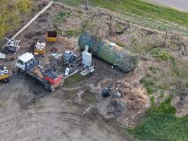 Drone images of knackery - Goulburn Valley stock removers owned by horse dealer Peter Loffel. Horses killed illegally at his property will be taken to the knackery and processed into pet food. The knackery also processes the bodies of cows, often dairy cows who are pregnant when they arrive. - Captured at Goulburn Valley Stock Removers, Shepparton North VIC Australia.
