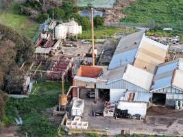 Drone images of knackery - Goulburn Valley stock removers owned by horse dealer Peter Loffel. Horses killed illegally at his property will be taken to the knackery and processed into pet food. The knackery also processes the bodies of cows, often dairy cows who are pregnant when they arrive. - Captured at Goulburn Valley Stock Removers, Shepparton North VIC Australia.