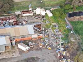 Drone images of knackery - Goulburn Valley stock removers owned by horse dealer Peter Loffel. Horses killed illegally at his property will be taken to the knackery and processed into pet food. The knackery also processes the bodies of cows, often dairy cows who are pregnant when they arrive. - Captured at Goulburn Valley Stock Removers, Shepparton North VIC Australia.