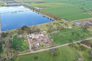 Drone images of knackery - Goulburn Valley stock removers owned by horse dealer Peter Loffel. Horses killed illegally at his property will be taken to the knackery and processed into pet food. The knackery also processes the bodies of cows, often dairy cows who are pregnant when they arrive. - Captured at Goulburn Valley Stock Removers, Shepparton North VIC Australia.