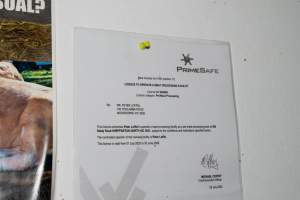 Prime safe certification for Goulburn Valley Stock Removers - Handheld photos taken at Goulburn Valley Stock Removers, owned by horse dealer Peter Loffel. Ex-racehorses are illegally killed on his residential property then transported to the knackery, where they are processed into pet food. The knackery also processes dead cows, mainly dairy cows. - Captured at Goulburn Valley Stock Removers, Shepparton North VIC Australia.