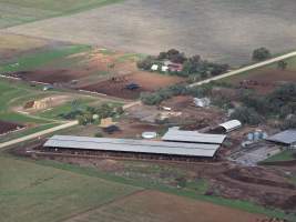 Drone flyover of dairy farm - Wide view of the farm. - Captured at Minko North Dairy, Korunye SA Australia.