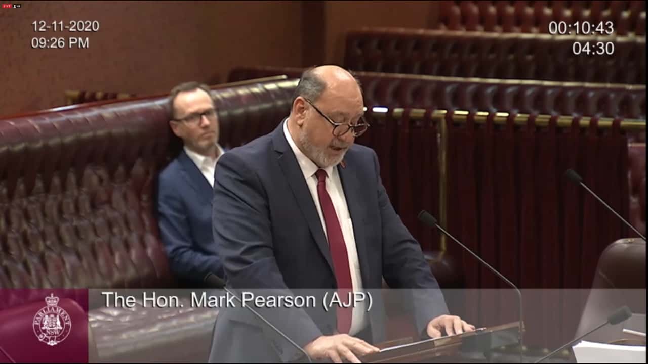 Mark Pearson's speech in NSW Parliament, 12 Nov 2020
